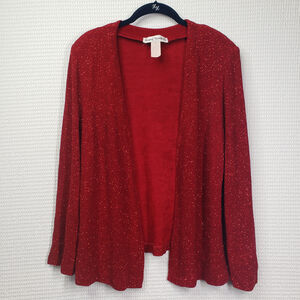 Vintage Ronni Nicole II Sparkly Cardigan Womens 16W Red Jacket Evening Holiday